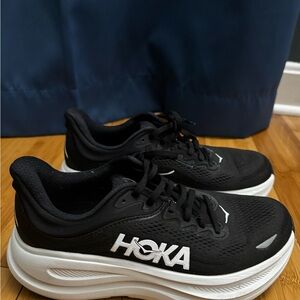 Hoka Black and White Athletic Shoes